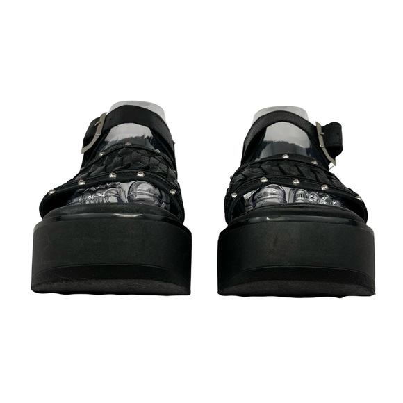 Black Chunky Platform Shoes with Studded Straps - Picture 4 of 10